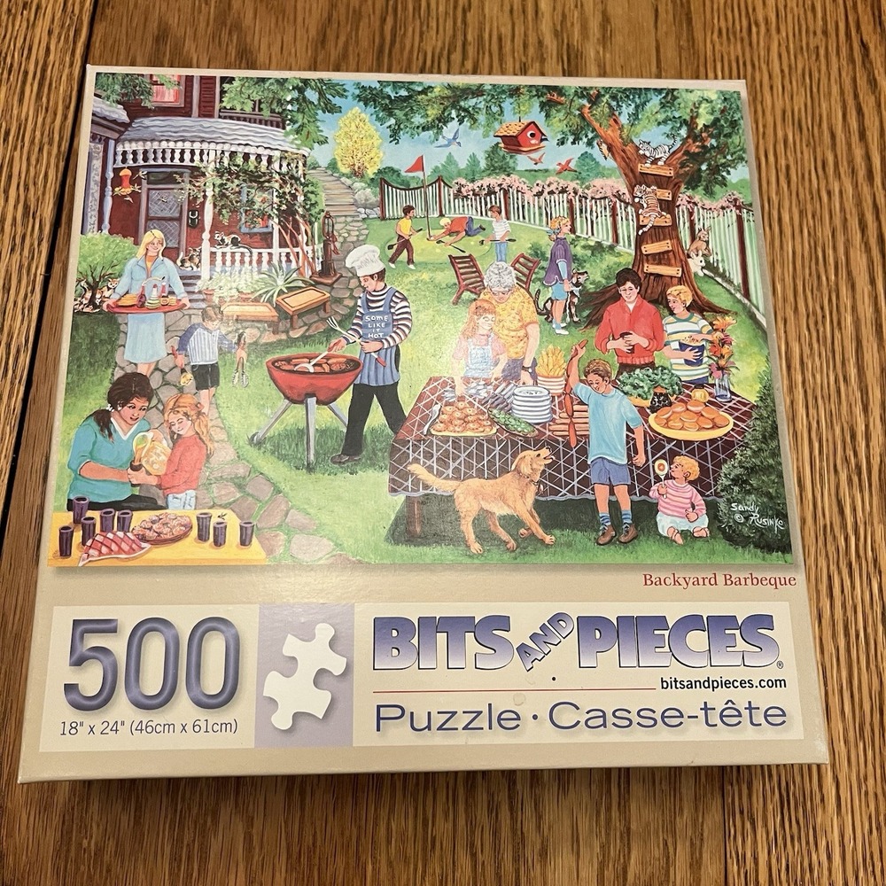 Bits and Pieces 500 Piece Jigsaw Puzzle Complete Backyard BBQ Summer Large Piece